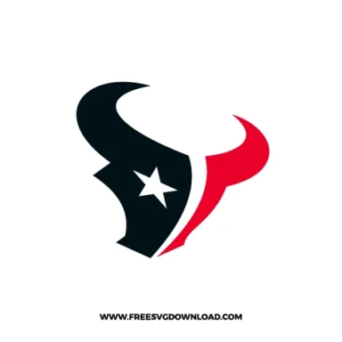 Houston Texans logo with a navy and red bull head featuring a lone star.
