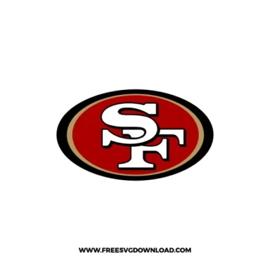 San Francisco 49ers “SF” oval logo in red and gold.