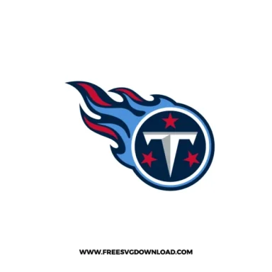 Tennessee Titans logo featuring a flaming “T” shield in red, navy, and silver.