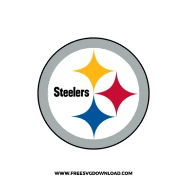 Pittsburgh Steelers logo with three diamond-shaped symbols in red, blue, and yellow.
