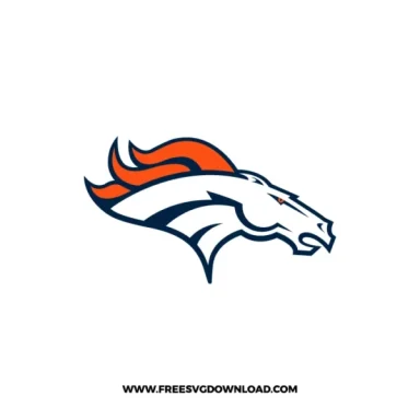 Denver Broncos logo featuring a white horse head with an orange mane.