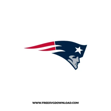 New England Patriots logo with a navy flying Elvis-style patriot head.